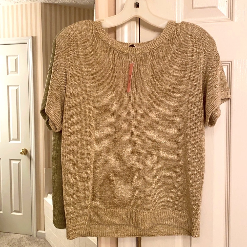 Loft metallic short sleeve sweater